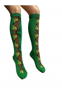 Зелени чорапи до коляното с шевици