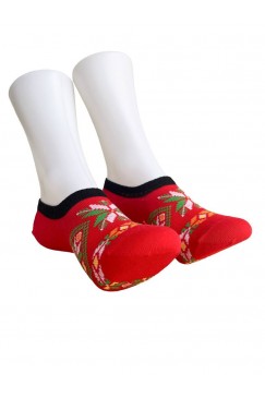 Червени летни къси чорапи с шевица