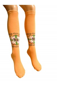 Жълти дълги дамски чорапи с шевици