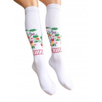 Бели чорапи до коляното с красива шевица