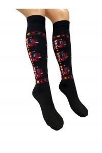 Черни дамски дълги чорапи с шевици