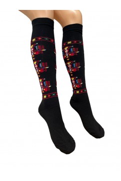 Черни дамски дълги чорапи с шевици