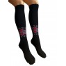 Дълги черни памучни чорапи с шевици