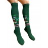 Памучни зелени дълги дамски чорапи с шевици