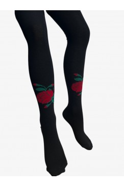 Черни чорапи над коляното с шевица