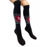 Черни памучни дамски дълги чорапи с шевица