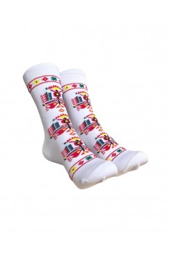 Бели къси чорапи с шевица