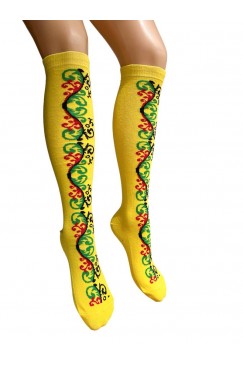 Жълти дамски дълги чорапи с шевици