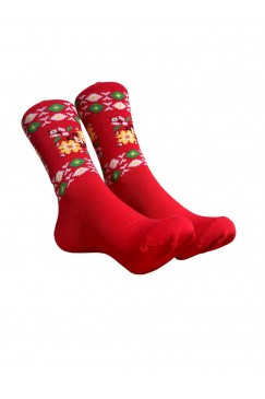 Червени къси чорапи с красива везба
