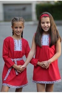 Детска елегантна рокля с шевица BORIANA RED LUX KIDS