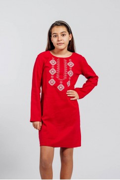 Червена детска рокля с шевица RADINA RED KIDS