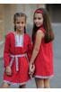 Детска стилна рокля с шевица BORIANA RED KIDS