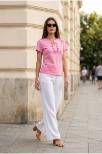 Памучна тениска с шевица ELENA