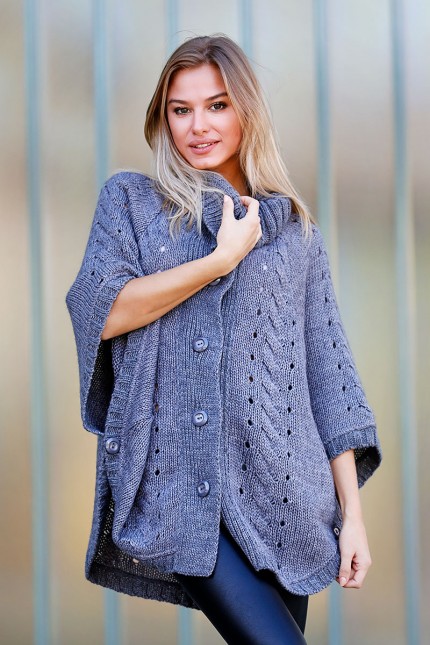 Стилно плетено пончо ALONZA Стилно плетено пончо ALONZA