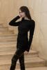 Стилна черна плетена блуза FABULOUS