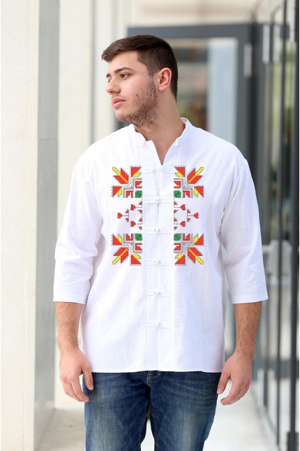 Мъжка памучна риза с шевица GALIN Мъжка памучна риза с шевица GALIN