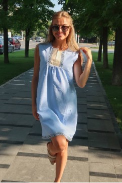 Елегантна рокля с шевица BORIANA LT BLUE