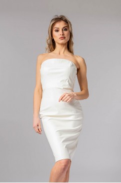 Кожена рокля BE COOL IN WHITE