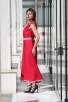 Стилна червена дълга рокля с шевица BORIANA PREMIUM RED