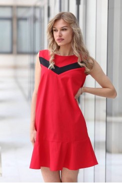 Червена дамска памучна рокля PODIUM RED