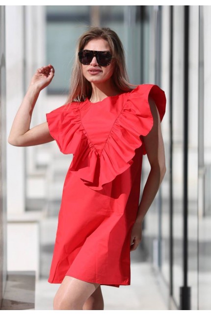 Елегантна червена рокля EVONNA