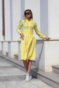 Жълта стилна рокля с джобове CARLOTTE YELLOW