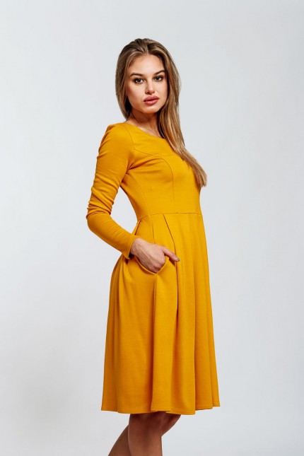 Елегантна разкроена жълта рокля DONELLA YELLOW