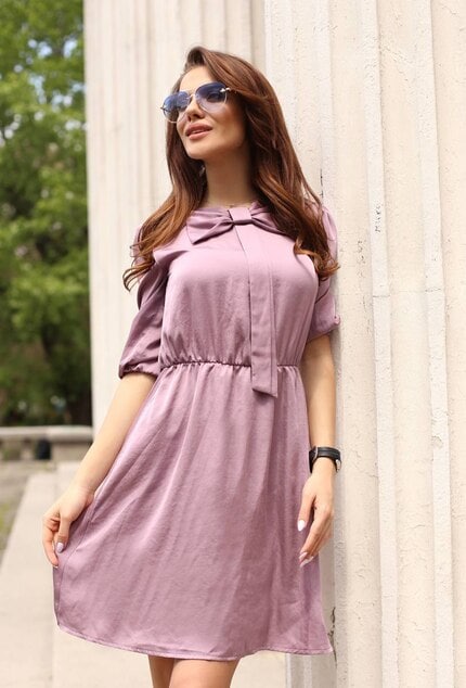 Елегантна лятна дамска рокля с панделка KAYRA VIOLET Елегантна лятна дамска рокля с панделка KAYRA VIOLET