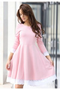 Розова дамска рокля от пунто KOKETNA PINK