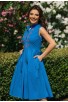 Памучна синя дамска рокля с шевица KRASIMIRA BLUE