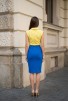 Стилна жълто синя дамска рокля ROXI YELLOW Стилна жълто синя дамска рокля ROXI YELLOW