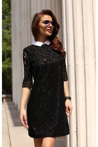 Черна рокля с бяла яка ARTERY LUX