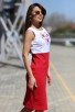 Стилна дамска офис рокля с бродерия HEART RED