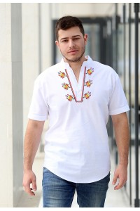 Мъжка кенарена бяла риза с шевици SAMUIL Мъжка кенарена бяла риза с шевици SAMUIL