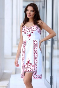 Бяла дизайнерска рокля с шевици PRELEST WHITE