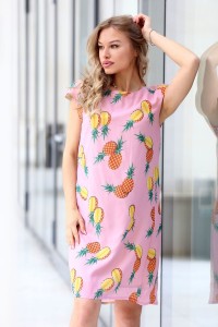 Стилна розова лятна рокля ANANASI PINK Стилна розова лятна рокля ANANASI PINK