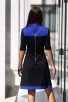 Черна рокля със сини вставки NIA BLUE