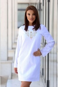 Елегантна дамска памучна бяла рокля KALI