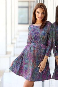 Дамска разкроена рокля с дизайнерски принт ROLEKS Дамска разкроена рокля с дизайнерски принт ROLEKS