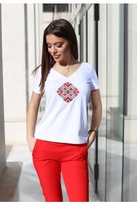 Дамска памучна бяла тениска MARAYA