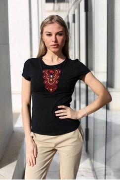 Черна тениска с шевици DESI
