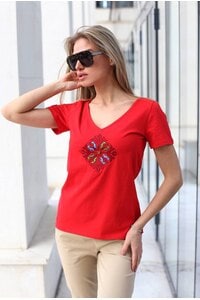 Дамска тениска с остро деколте KINA Дамска тениска с остро деколте KINA