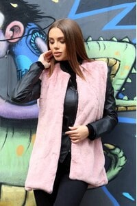 Стилен розов елек от изкуствен косъм DOLY