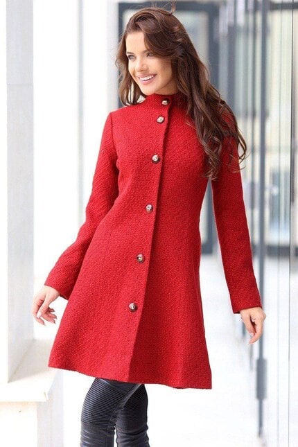 Стилно червено палто RADA