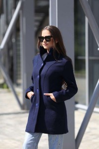 Стилно синьо вълнено палто BLUEWISH