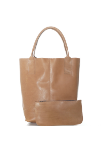 Чанта от естествена кожа + органайзер модел Martina lt brown