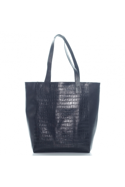 Дамска чанта от естествена италианска кожа модел TAMARA nero cro
