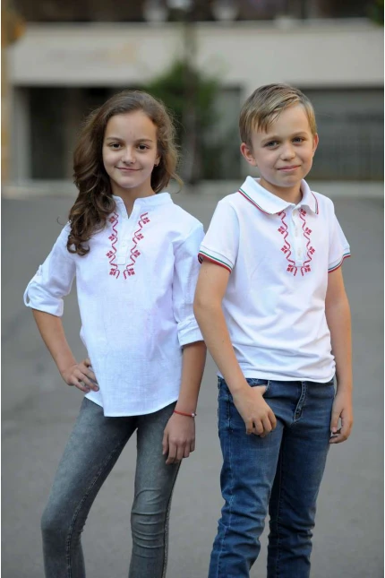 Детска блуза с яка и шевица VERT KIDS