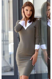 Стилна дамска рокля с бяла яка и маншети MERISELA Стилна дамска рокля с бяла яка и маншети MERISELA