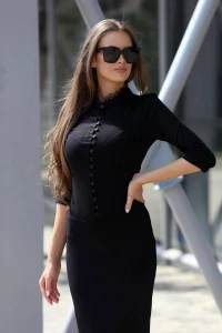 Стилна дамска черна рокля ARIANA BLACK